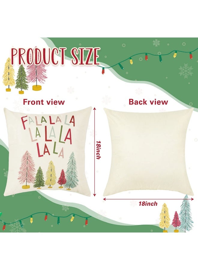 NEWLIGHTURE Merry Bright Christmas Pillow Covers Colorful Holiday Holly Jolly Set of 4 Winter Decorative Throw Pillow Covers Cushion Case for Home Sofa Bed Chair (18" L x 18" W) - Image 4